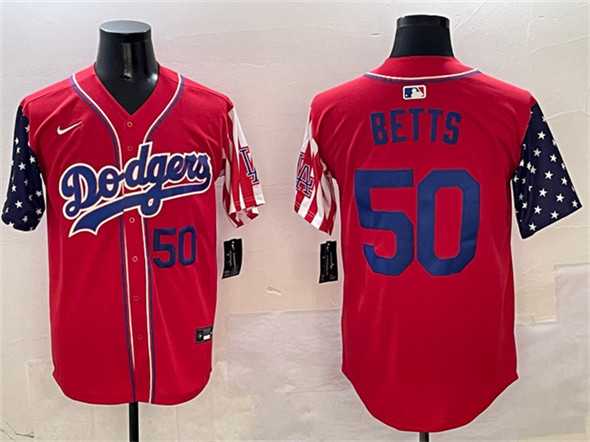 Men%27s Los Angeles Dodgers #50 Mookie Betts Red Limited Stitched Jersey->los angeles dodgers->MLB Jersey